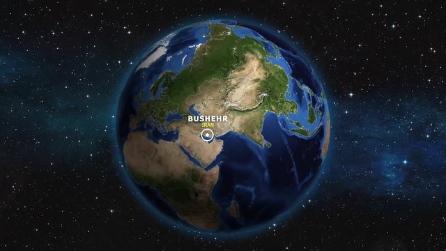IRAN BUSHEHR ZOOM IN FROM SPACE