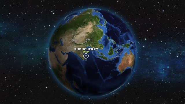 INDIA PUDUCHERRY ZOOM IN FROM SPACE