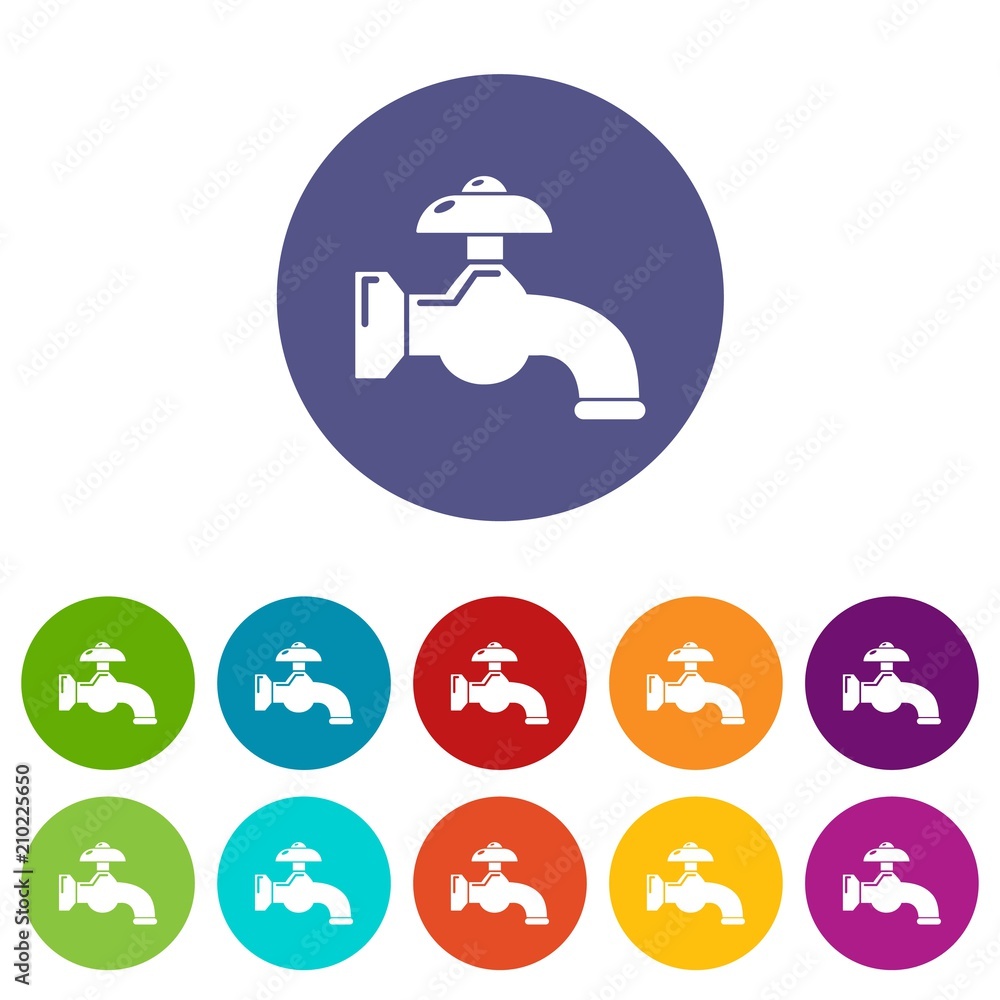 Poster water tap icons color set vector for any web design on white background
