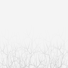 gray sad depressive outline of thin tree branches spilled by fog vector illustration drawing of a forest white light background