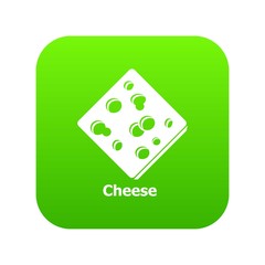 Cheese icon green vector isolated on white background