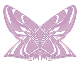 pink lilac light geometric butterfly Moth from the lines of the striped object isolated on the white background