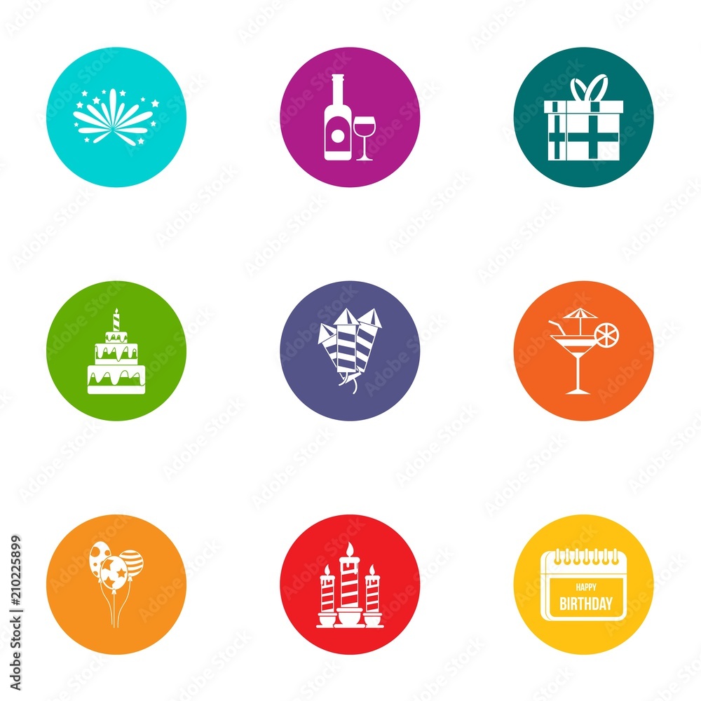 Poster good party icons set. flat set of 9 good party vector icons for web isolated on white background