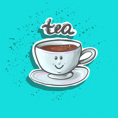 Cute happy baby tea cup sticker fashion patch badge or print