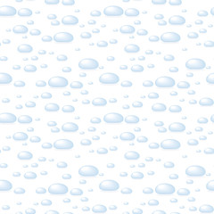 vector simple liquid wet seamless pattern with blue water drops with shadow and highlights isolated on white background