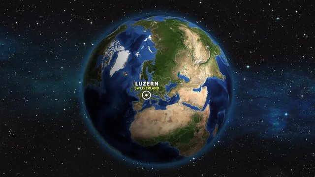 SWITZERLAND LUZERN ZOOM IN FROM SPACE