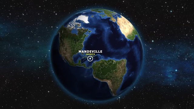 JAMAICA MANDEVILLE ZOOM IN FROM SPACE