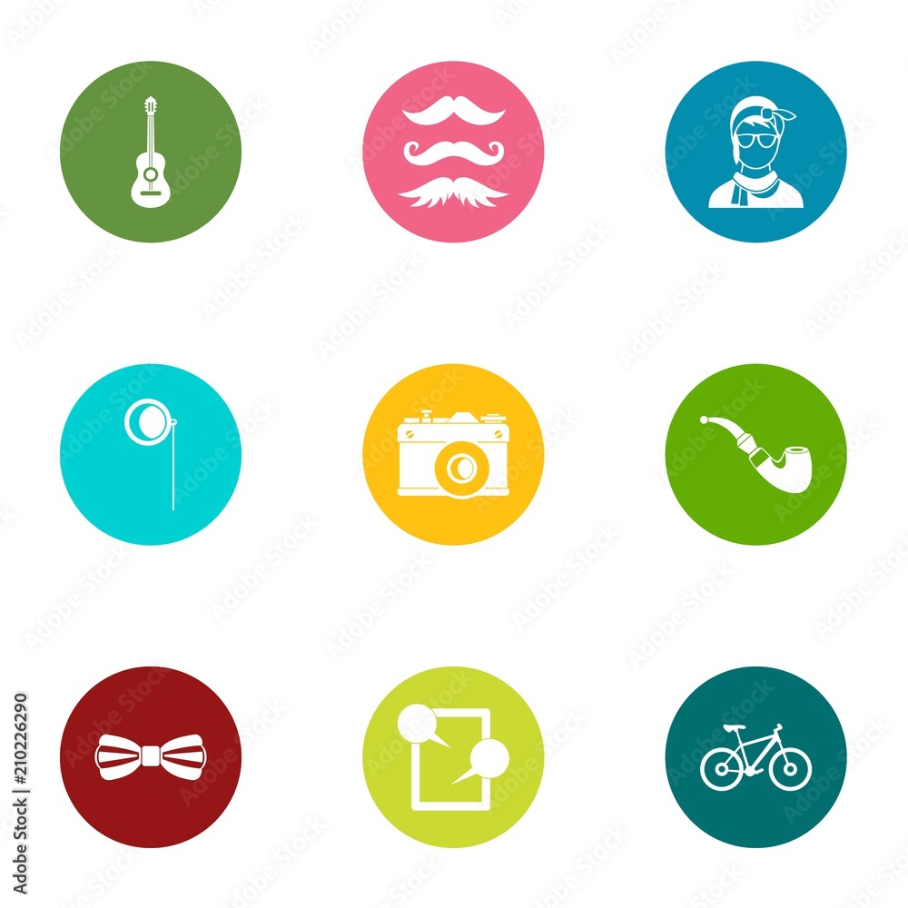 Poster physiognomy icons set. flat set of 9 physiognomy vector icons for web isolated on white background