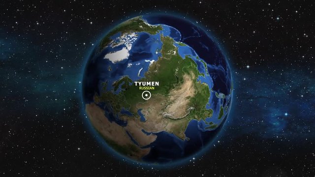 RUSSIAN TYUMEN ZOOM IN FROM SPACE