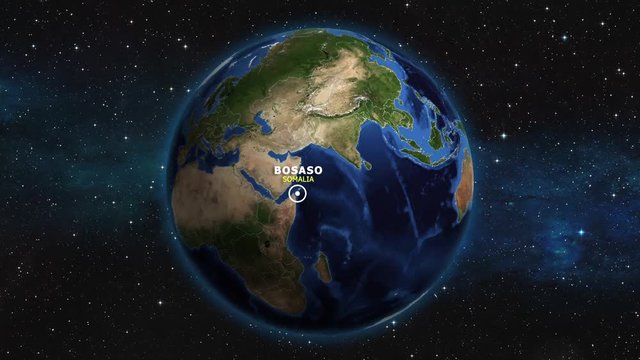 SOMALIA BOSASO ZOOM IN FROM SPACE