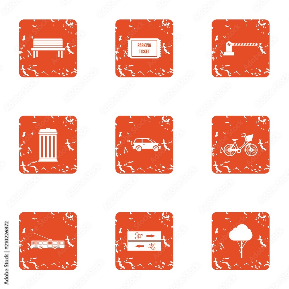 Poster park pathless icons set. grunge set of 9 park pathless vector icons for web isolated on white backgr