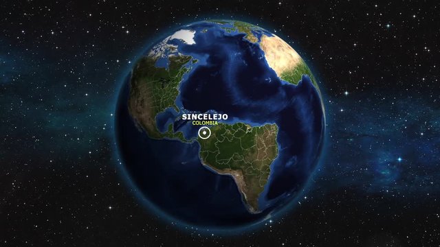 COLOMBIA SINCELEJO ZOOM IN FROM SPACE