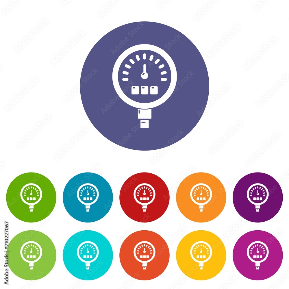 Poster pressure meter icons color set vector for any web design on white background