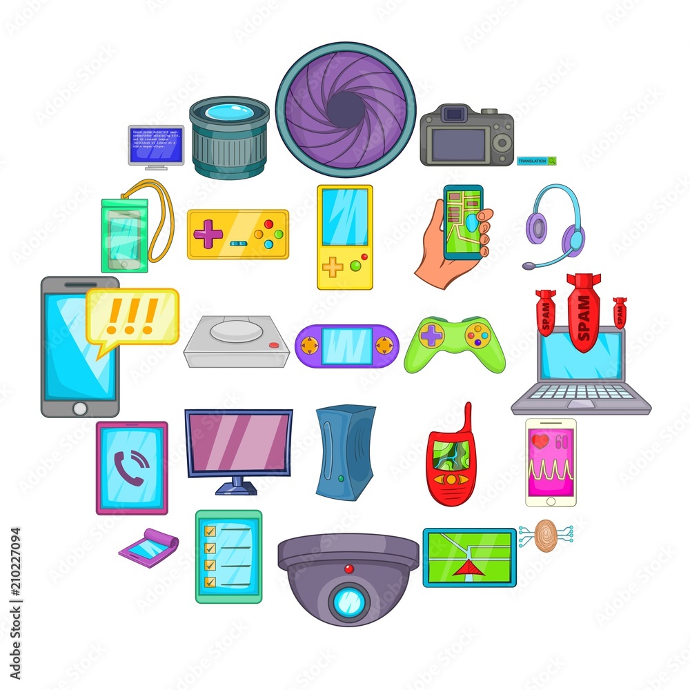 Poster cellular phone icons set. cartoon set of 25 cellular phone vector icons for web isolated on white ba
