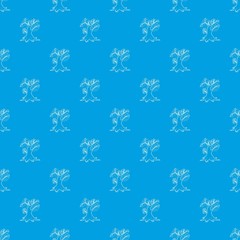 Naklejka premium Big tree pattern vector seamless blue repeat for any use
