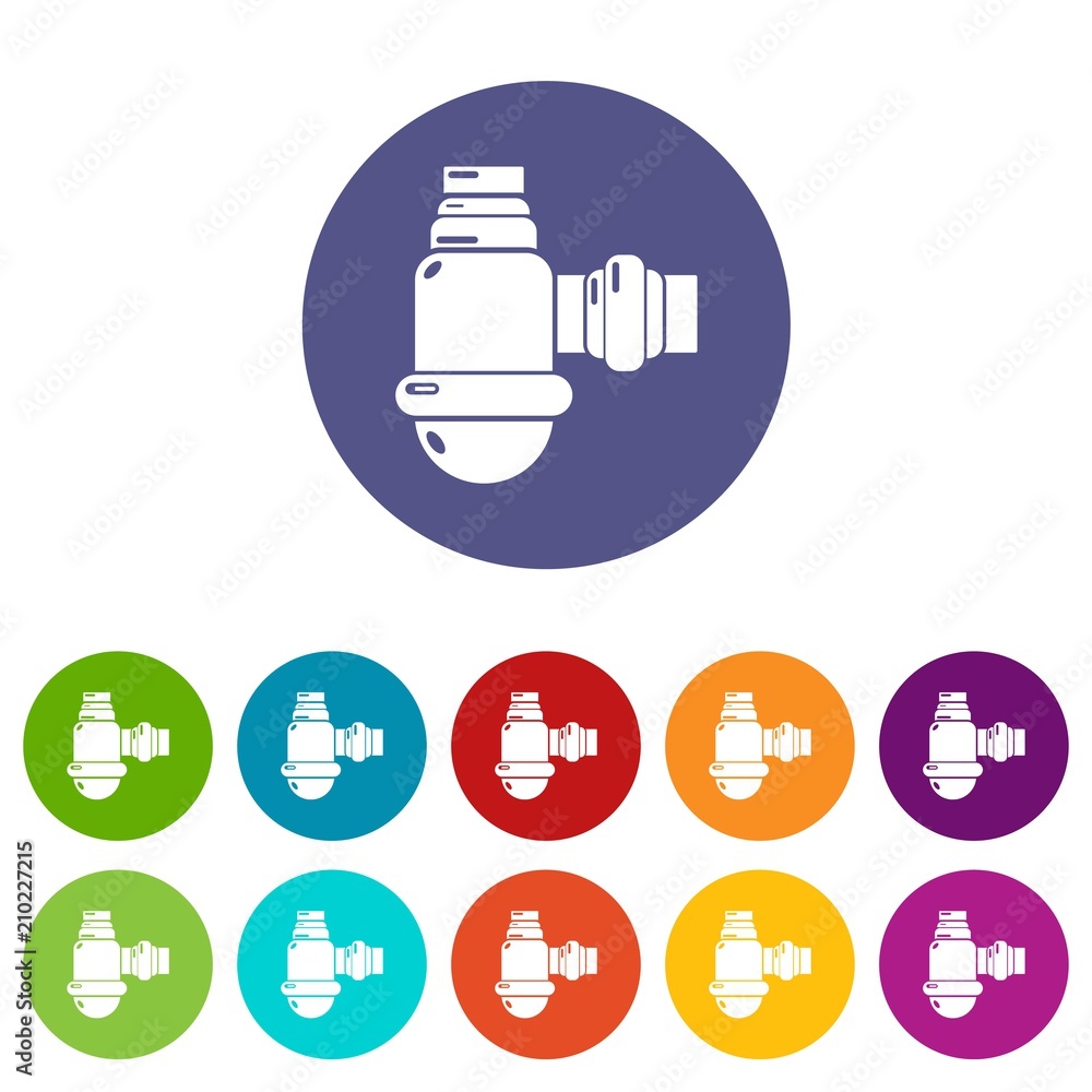 Poster sewage siphon icons color set vector for any web design on white background