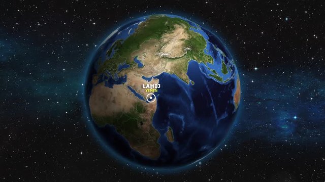 YEMEN LAHIJ ZOOM IN FROM SPACE