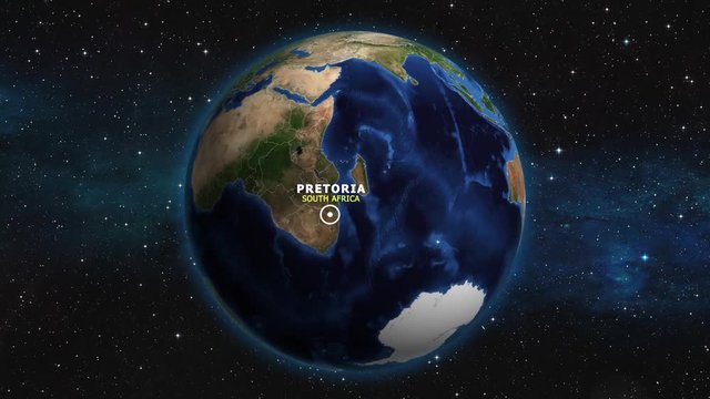 SOUTH AFRICA PRETORIA ZOOM IN FROM SPACE