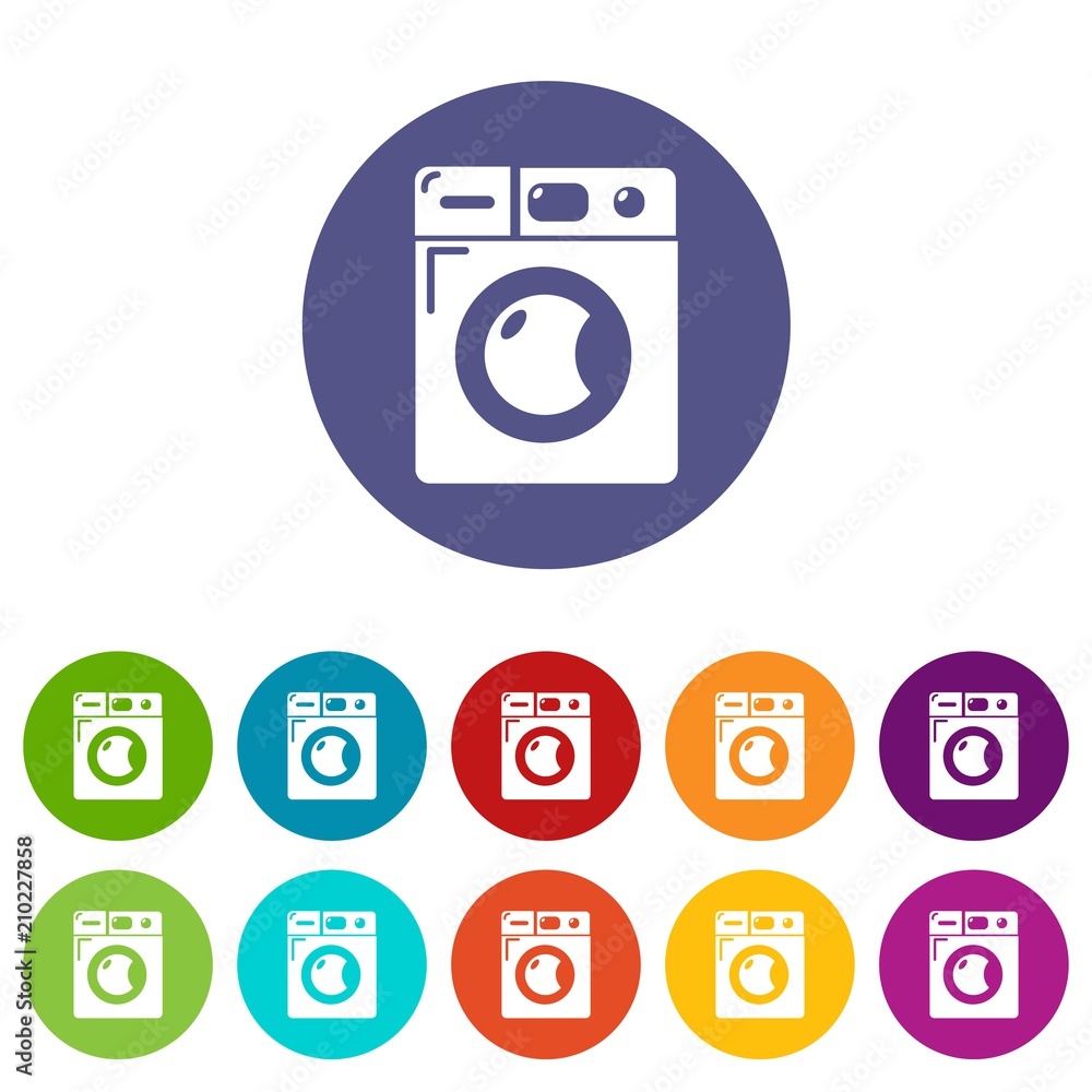 Poster washing machine icons color set vector for any web design on white background