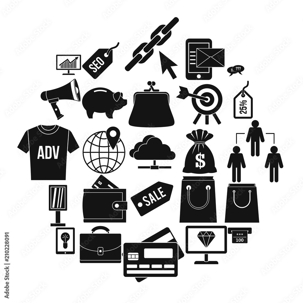 Poster commercially profitable icons set. simple set of 25 commercially profitable vector icons for web iso