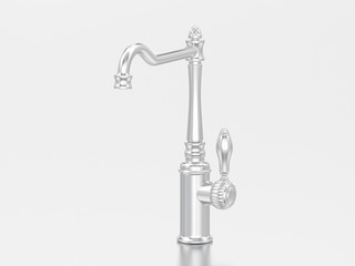 3D illustration white gold or silver chrome vintage old fauce