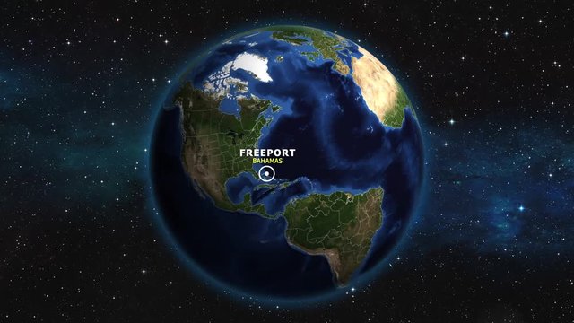 BAHAMAS FREEPORT ZOOM IN FROM SPACE