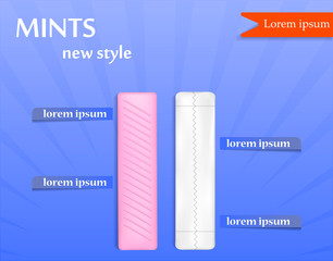 Gum stick new style concept background. Realistic illustration of gum stick new style vector concept background for web design