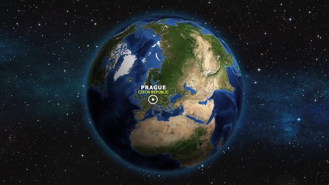 CZECH REPUBLIC PRAGUE ZOOM IN FROM SPACE