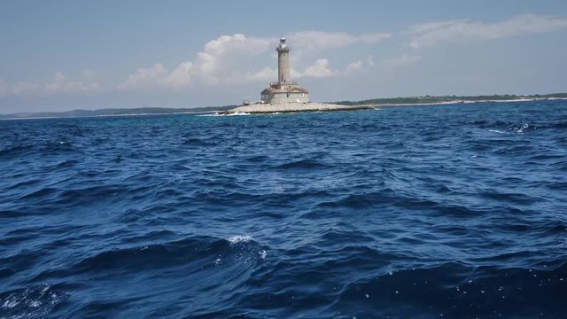 Island with the Porer lighthouse, Croatia, in UHD resolution