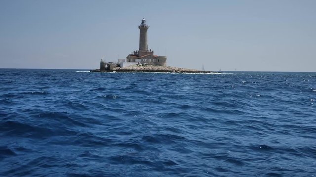 Island with the Porer lighthouse, Croatia, in UHD resolution