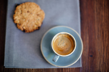 Cup of coffee and cookies.
