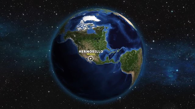 MEXICO HERMOSILLO ZOOM IN FROM SPACE