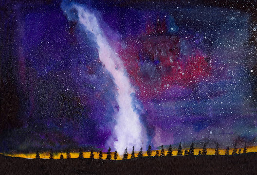 Space night sky watercolor