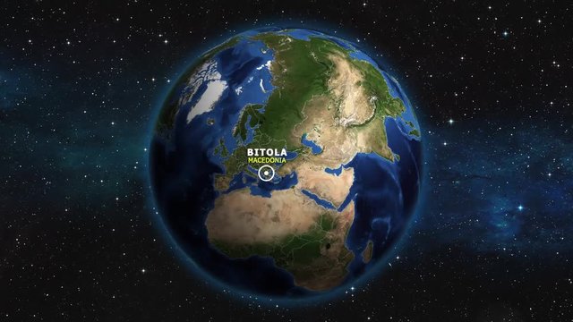 MACEDONIA BITOLA ZOOM IN FROM SPACE