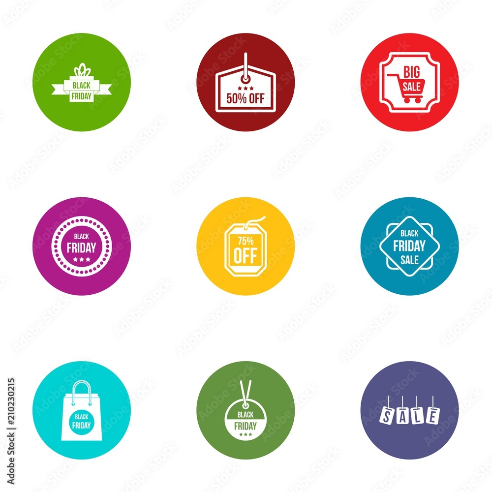 Poster coupon code icons set. flat set of 9 coupon code vector icons for web isolated on white background