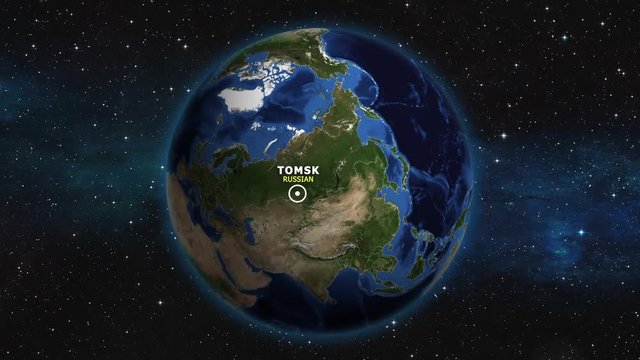 RUSSIAN TOMSK ZOOM IN FROM SPACE