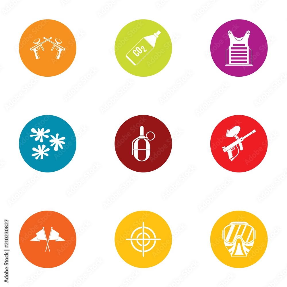 Poster combat training icons set. flat set of 9 combat training vector icons for web isolated on white back