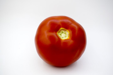 Fresh tomatoes on white background. Top view