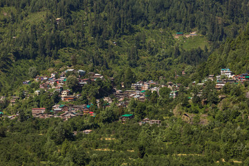 View of Vashisht village and Kullu valley in Himachal Pradesh state, India.