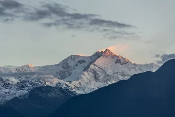 Crédence en verre imprimé Kangchenjunga Montagne Kangchenjunga au lever du soleil vue de Pelling au Sikkim, Inde. Kangchenjunga est la troisième plus haute montagne du monde.
