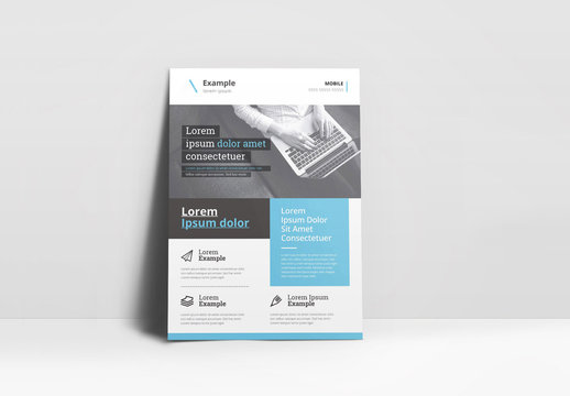 Business Flyer Layout with Blue and Gray Accents