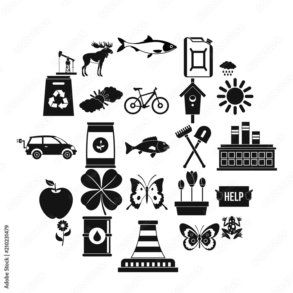 Poster natural resources icons set. simple set of 25 natural resources vector icons for web isolated on whi