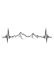 frequenz herzschlag puls ausschlag bergsteiger klettern berge hoch sport hobby freizeit climbing aufstieg sicherheitsseil silhouette schwarz umriss