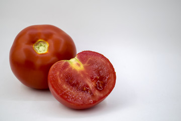 Fresh tomatoes on white background. Top view