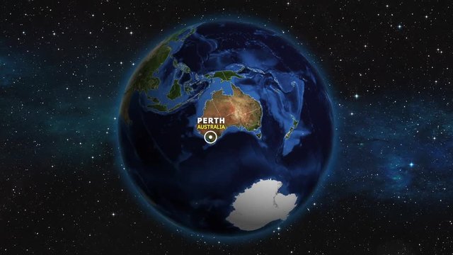 AUSTRALIA PERTH ZOOM IN FROM SPACE