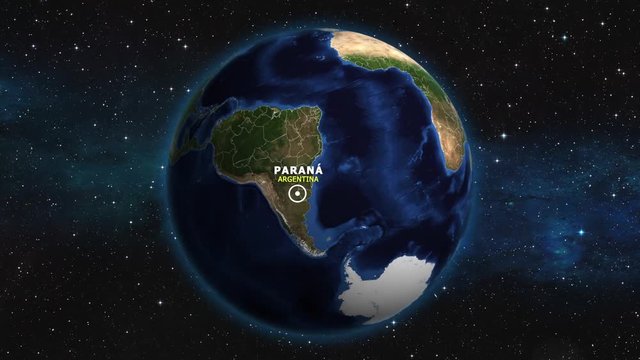 ARGENTINA PARANA ZOOM IN FROM SPACE