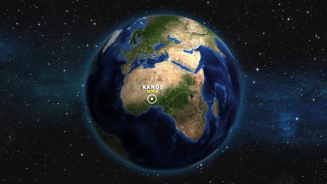 BENIN KANDI ZOOM IN FROM SPACE
