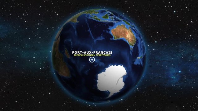 FRENCH SOUTHERN TERRITORIES PORT AUX FRANCAIS ZOOM IN FROM SPACE