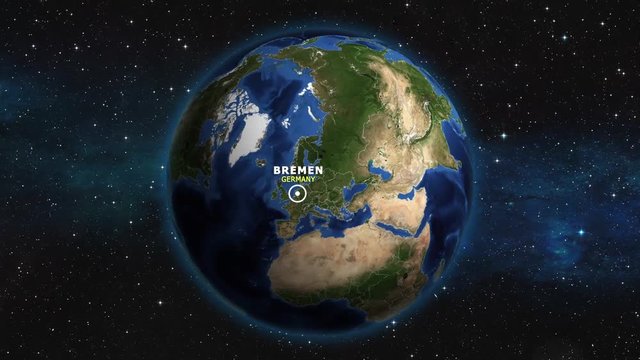 GERMANY BREMEN ZOOM IN FROM SPACE