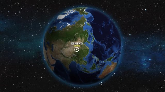 CHINA XINING ZOOM IN FROM SPACE